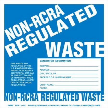 AMERICAN LABELMARK CO Non-RCRA Regulated Waste Label, Stock PVC free, Vinyl, 100/Pack BWMV